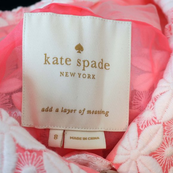 Kate Spade Embroidered Daisy Franny Coat White Pink - Picture 7 of 12
